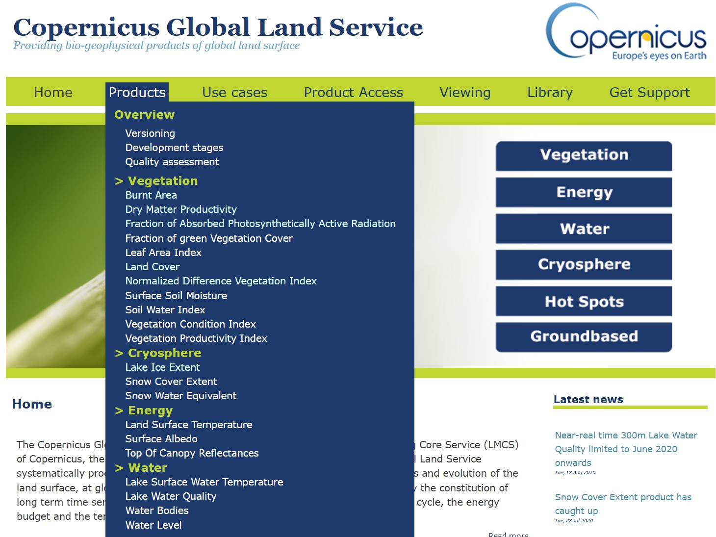 Snow Cover Extent  Copernicus Global Land Service