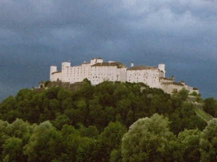 Color photo of the castle in Salzburg